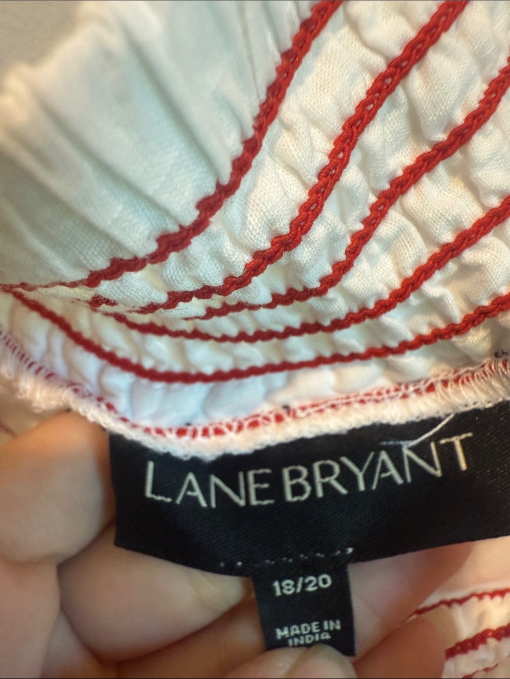 Lane Bryant 18 20 White Peasant Blouse with Red Embroidery - Picture 2 of 7